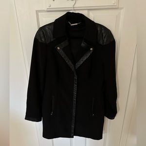 White House black market Zip blazer with leather trim. Lined.